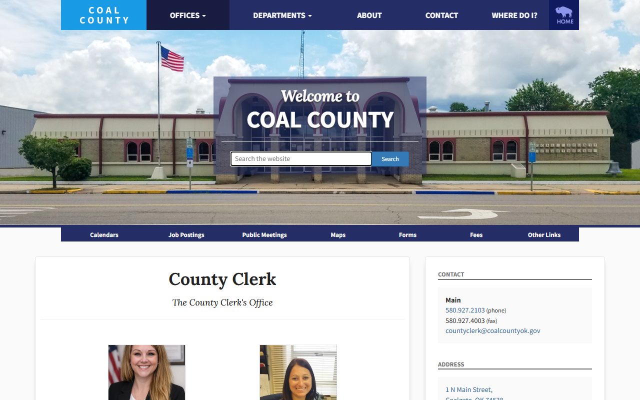Coal County Clerk page describing land and county records duties