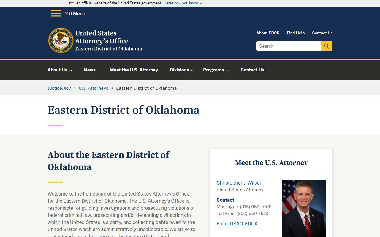 Coal County arrest records U.S. Attorney Eastern District of Oklahoma