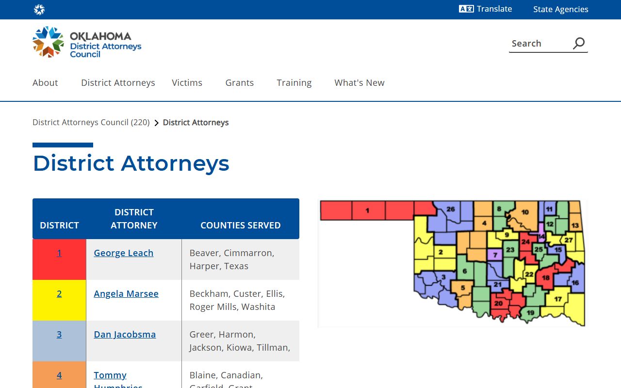 Coal County arrest records Oklahoma District Attorneys Council list