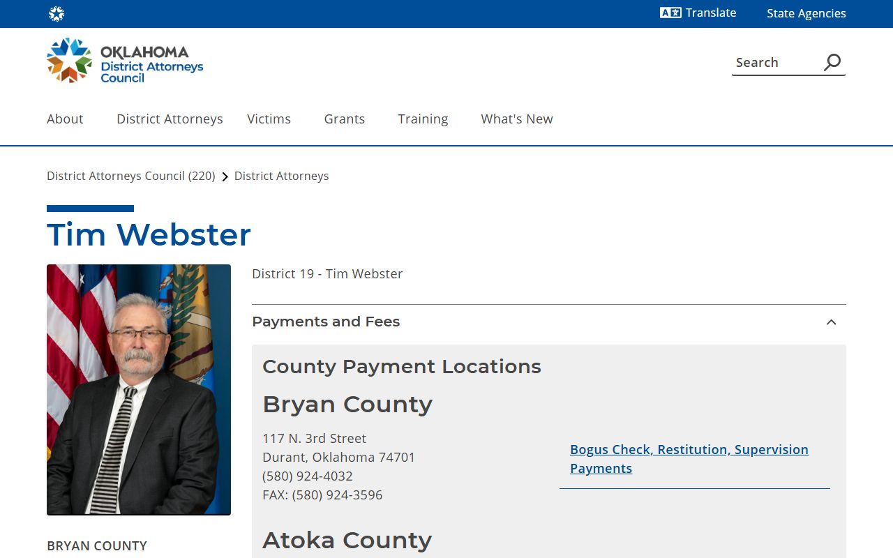 Coal County criminal court records District Attorney District 19 page