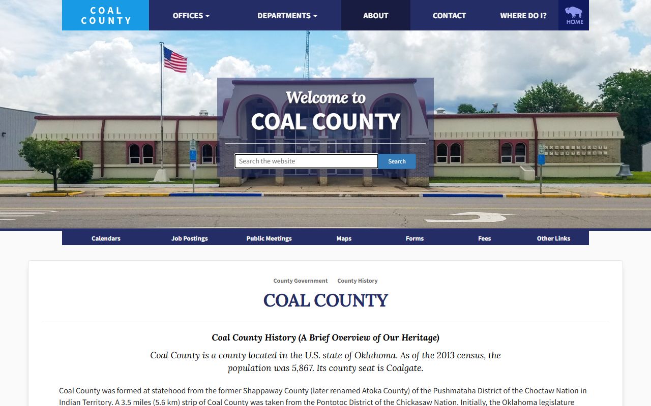 Coal County history and formation page about the county courts