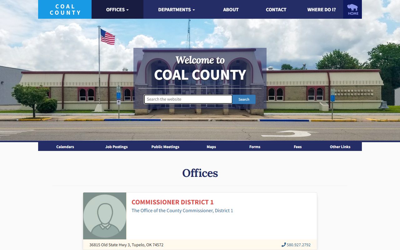 Coal County office directory listing clerk and county officials