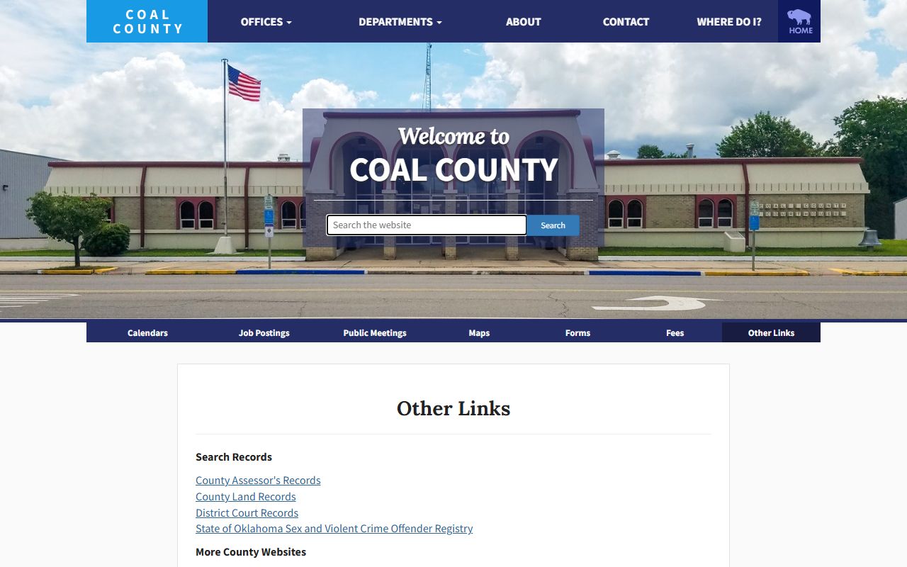 Coal County official links page for court and land records