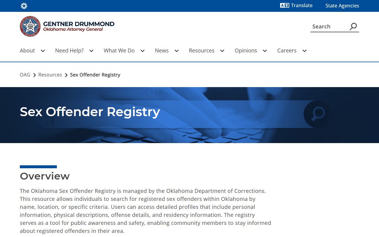 Oklahoma Attorney General sex offender registry resource for Coal County