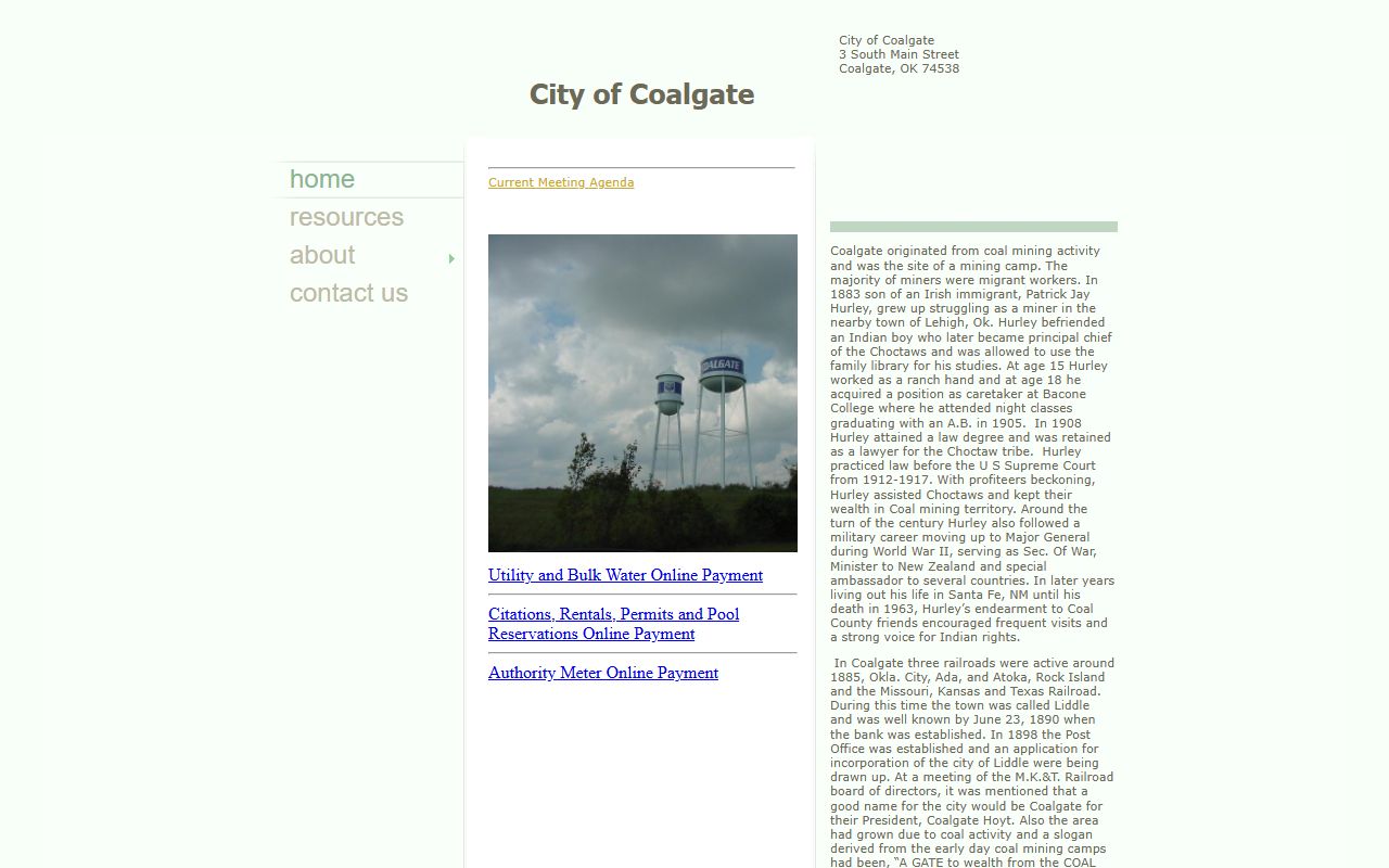 City of Coalgate page for Coal County municipal traffic court records